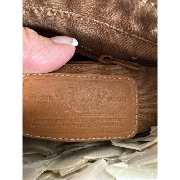 Fossil Canvas Messenger Bag Leather Accents Crossbody Khaki Multi Pockets *READ* - Picture 8 of 13